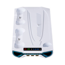 Universial Fast Charging Dock Station and Cooling Stand for PS5 /Slim/Pro with Headset Holder USB Hub White
