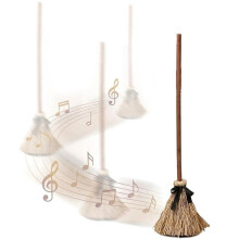 37.4" Moving Witches Broom, Sound Activated Witches Broom, Witch Broom Halloween Decoration for Home Porch Party Decor