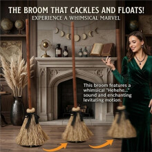 37.4" Moving Witches Broom, Sound Activated Witches Broom, Witch Broom Halloween Decoration for Home Porch Party Decor