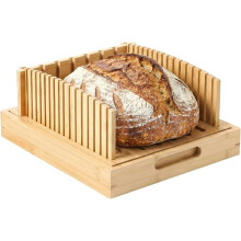 Trancheuse à Pain en Bambou de 26,7 cm (10,5 Po) pour Pain Maison, Guide de Coupe Réglable pour le Levain, Planche pour Pains Ronds et Tranches de