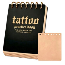Libro de Práctica de Tatuajes A5 con 16 Páginas de Cuero Grueso de 3 mm de Doble Cara, Set de Práctica de Tatuajes de Cuero