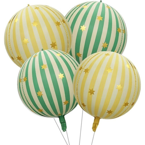 20 Balões de Carnaval, Balões de Circo, Balões Metalizados de 22 Polegadas com Estrelas e Listras para Decoração de Festas Temáticas 1