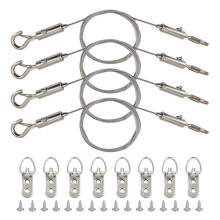 4 Pack Picture Hanging Wire Kit with D Rings - 25kg Load Capacity Adjustable Stainless Steel Wire Rope