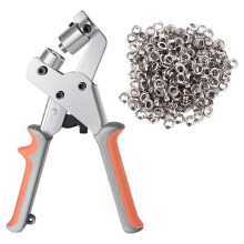 Kit de Ferramentas para Ilhós de 10 mm com 100 Conjuntos de Furadores de Ilhós, Alicates de Instalação Manual e Máquina para Couro e Lona