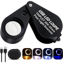 20X Jewelers Loupe, Pocket Magnifier with Led/UV Light Rechargeable Magnifying Glass, 4 Light Modes, Jewelers Eye Loop