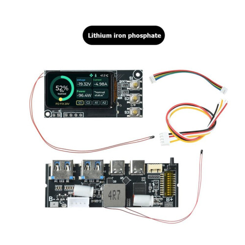 Placa-Mãe DIY para Power Bank PD100W 3-5S PD com Tela Colorida TFT de 1,47 Polegadas