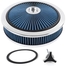 1set Universal Car 14x3in Air Filter Circle High Air Cleaner Washable 5-1/8 Thread Connection Car Modified Parts