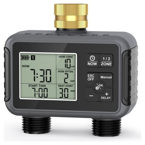 Dual Outlets  Irrigation Watering System Automatic Water Timer Sprinkle Faucet Hose Programmer for Garden Outdoor