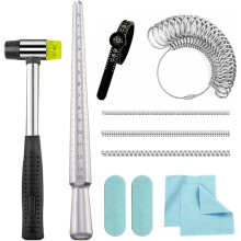 Mandrel Sizer Kit, Making and Repair Tools with Sizer, Jewelry Hammer, Jump Rings, Chains and Cloth