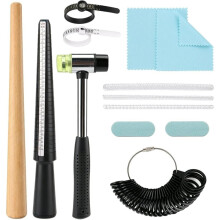 Ringgrößen-Messwerkzeug-Set, 13-Teilig, mit Ringdorn Zur Größenbestimmung, Fingerringgröße, Ringformer Zur Fixierung und Reparatur Des Dorns