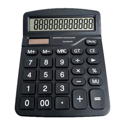 12 Digits Solar & Battery Dual Power Cleanroom-Grade Anti-Static Calculator for Electronics Workshops