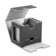 Magnetic Card Storage Box with Dual Display Window , Double Sleeved Cards, 35PT Card Holders Gray+Black