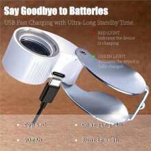 40X Recharge Jewelers Loupe LED UV 30X Stand Magnifier Kit Rechargeable LED UV 25mm Pocket Loupe 1 Pack 30X Magnifiers A