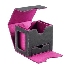 Magnetic Card Storage Box with Dual Display Window , Double Sleeved Cards, 35PT Card Holders +Black
