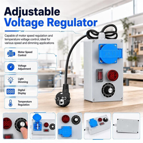 Voltage Regulator Electric Speed Controller 230 V 4000 W 18 A with LED ,for Fans, Angle Grinders, Blowers, Eu Plug 1