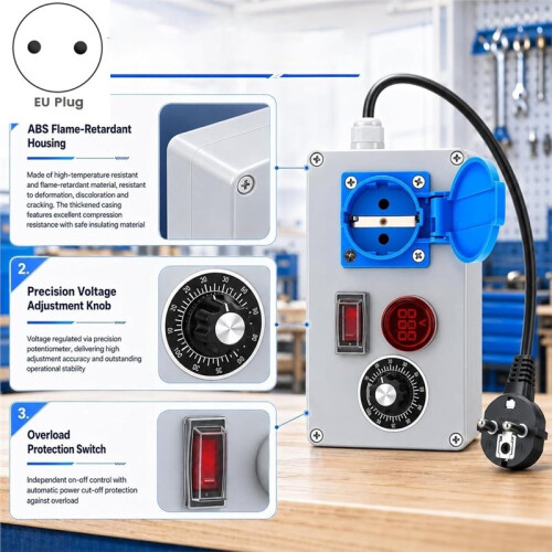 Voltage Regulator Electric Speed Controller 230 V 4000 W 18 A with LED ,for Fans, Angle Grinders, Blowers, Eu Plug 2
