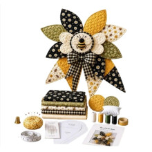 Beginner-Friendly Oversized Quilted Bow Sewing Kit, Handmade Wreath for Front Door, Thanksgiving, Cozy Farmhouse Charm
