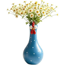 Long Neck Chicken Vase,Resin Colorful Chicken Vase Decor,YellowWhimsical Chicken Flower Vase,for Home Desktop Display B