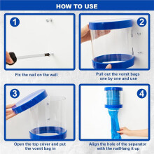 Vomit Bag Dispenser with Emesis Bags, Easy to Refill, Wall Mount, 25Bags for Vomit, Emesis, Car Sickness, Travel, Kids