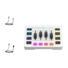 Mezclador de Audio para Juegos SC3, Mezclador RGB de 4 Canales con Interfaz de Micrófono XLR para Voz de Juegos y Podcasts B