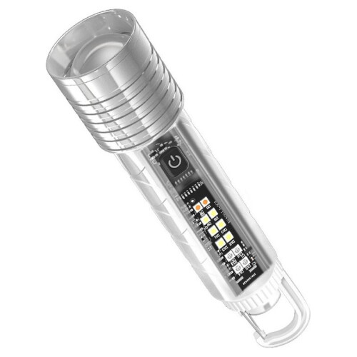 Super Bright Transparent LED Flashlight  Camping Torch USB Rechargeable Work Light with Hook Magnet Pocket Lantern