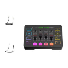 SC3 Gaming Audio Mixer Streaming 4-Channel RGB Mixer with XLR Microphone Interface for Game Voice Podcast A