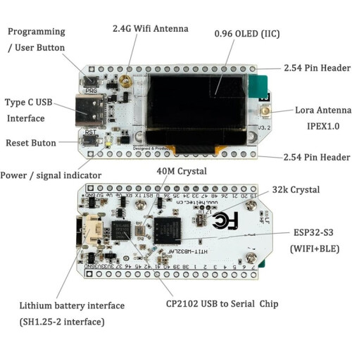 2PCS Heltec LoRa32 V3 868MHz Development Board SX1262 0.96 Inch OLED Display BT+WiFi Lora Kit for  IOT Meshtastic 1