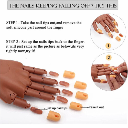 Practice Hand for Nails,Nail Tips Flexible Training Hand Nail Art Hand Tools Adjustable False Finger Nails Nail Manicure 2