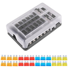 12 Way Blade Fuse Box Holder 32V 100A for Car Boat Marine Fuse Holder Block Power Distribution Panel Board