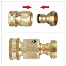 Schnellkupplungsset für Gartenschläuche Aus Messing, 3/4"-BSP-Außen- und Innengewinde, Batterieloser Anschluss für Rasen- und Gartenarbeiten