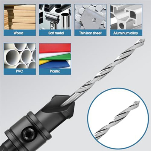 5pcs Counterbore Drill Bit Set for 5, 6, 8, 10, 12 Screws,M2  Drill Bits with 1/4" Hex Shank 1