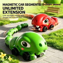 Carrinho de Brinquedo Interativo para Duas Pessoas,  Gananciosa com Controle Remoto, Magnético-Elétrico, Dinossauro Comendo, Verde