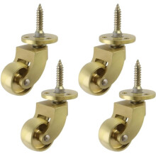 Lot de 4 Roulettes Pivotantes à 360 en Laiton avec Tige Filetée, pour Meubles, Armoires, Canapés, Chaises, Chariots et Coffres