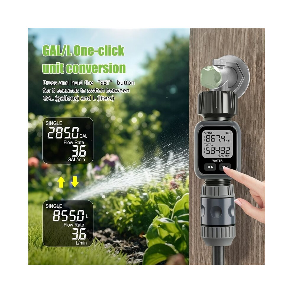 Garden Hose Water Flow Meter 4 Display Modes 3/4" Digital Flow Rate ...