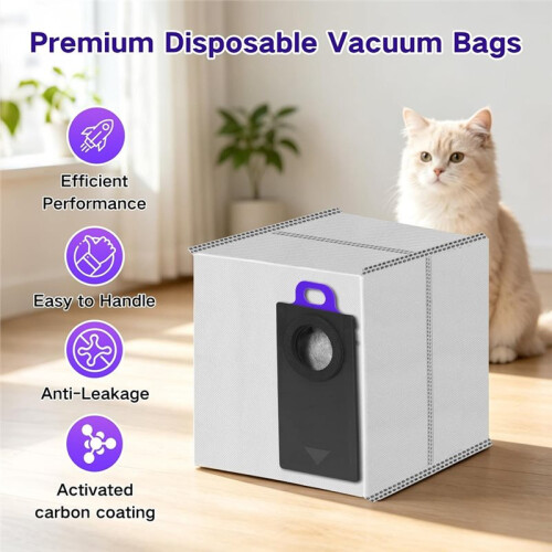 12 Pack Dust Bags Compatible for  Flow 2 Robot Vacuum Large Capacity Disposable Replacement Bags 2