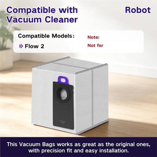 12 Pack Dust Bags Compatible for  Flow 2 Robot Vacuum Large Capacity Disposable Replacement Bags 2