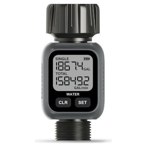 Tuinslang Waterstroommeter 4 Weergavemodi 3/4" Digitale Stroommeter Volumemeter IPX5 Waterdicht Irrigatie Stroommeter