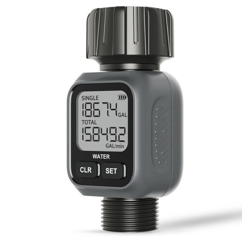 Tuinslang Waterstroommeter 4 Weergavemodi 3/4" Digitale Stroommeter Volumemeter IPX5 Waterdicht Irrigatie Stroommeter 1