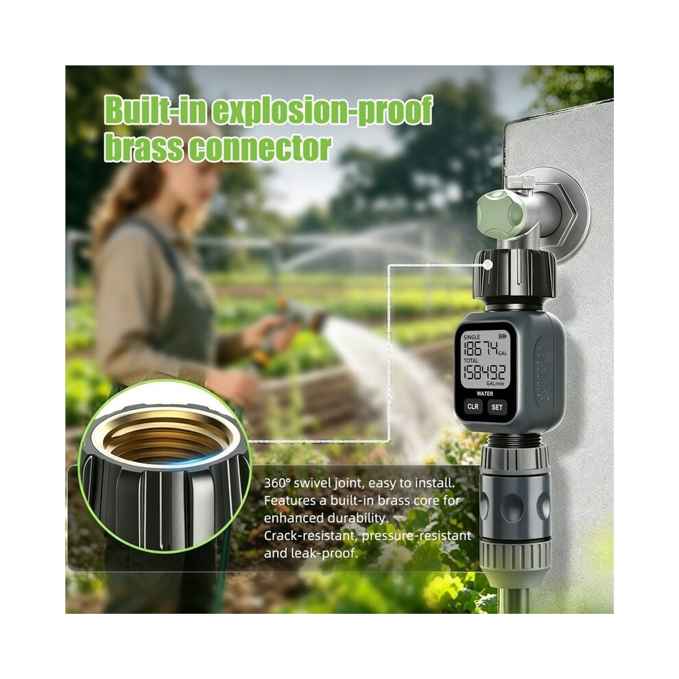 Garden Hose Water Flow Meter 4 Display Modes 3/4" Digital Flow Rate ...