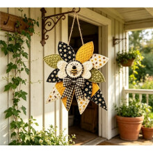 Beginner-Friendly Oversized Quilted Bow Sewing Kit, Handmade Wreath for Front Door, Thanksgiving, Cozy Farmhouse Charm