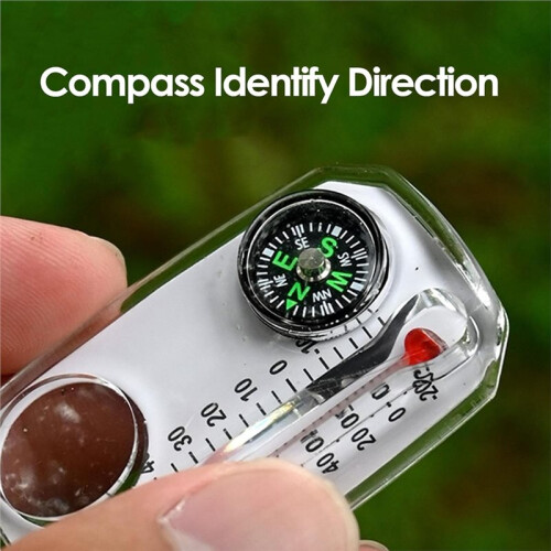 10 Pcs White Compass Thermometer Keychains,  Navigation Tools with Temperature Gauge for Hiking Camping 1