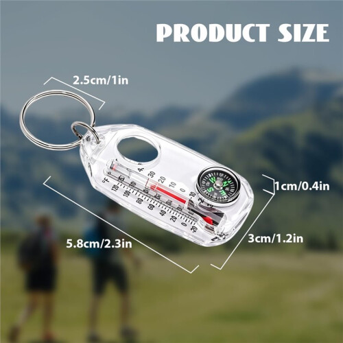 10 Pcs White Compass Thermometer Keychains,  Navigation Tools with Temperature Gauge for Hiking Camping 2