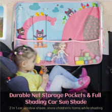 2pcs Car Window Sunshade with Storage Pocket - Full-Coverage Privacy Shade,Suction-Cup Car Sunshade