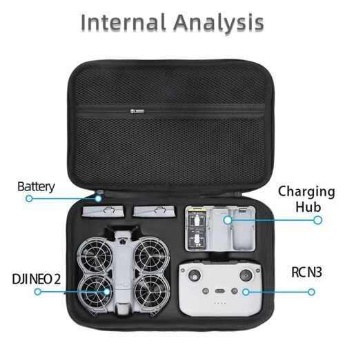 Shoulder Bag for  Neo 2 Fly More Combo PU Leather Drone Shockproof Protective Case Portable Storage Bag Gray