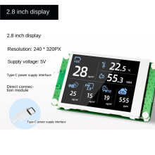 2.8 Inch Serial LCD Display Module Multi-in-One Air Quality Sensor CO2 PM2.0/PM10 HCHO VOC Temperature Humidity