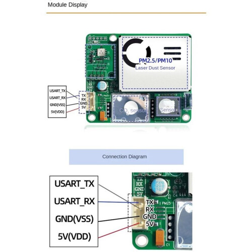 Módulo de Display LCD Serial de 2,8 Polegadas com Sensor Multifuncional de Qualidade Do Ar: CO2, PM2.0/PM10, HCHO, VOC, Temperatura e Umidade. 2