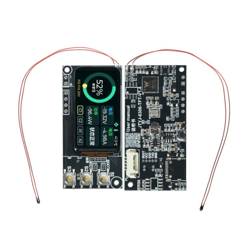 Placa-Mãe DIY para Power Bank PD100W 3-5S PD com Tela Colorida TFT de 1,47 Polegadas