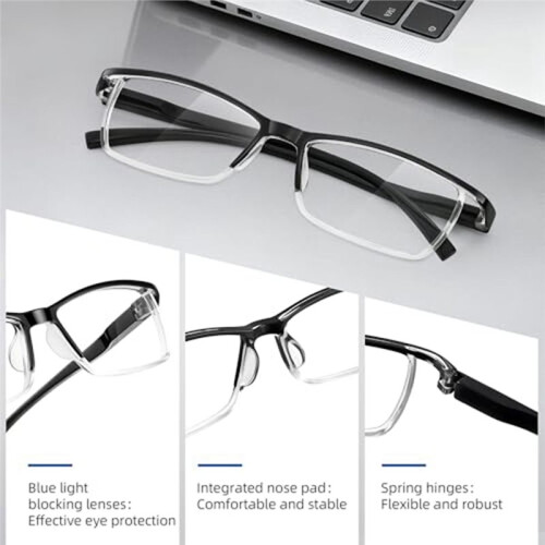 Reading Glasses Men  Light Blocking Readers Spring Hinge Computer Anti Eyestrain Eyeglasses 2.0 Reading Glasses Mens 2