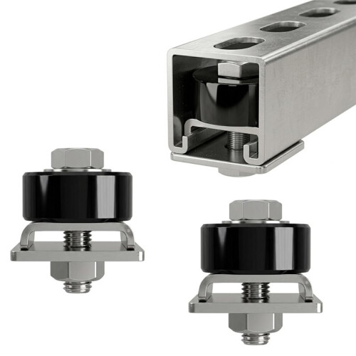 2 Pack Heavy Duty Roller Stop for 1-5/8" Wide Support Channel - Wheel Positioner Stopper for Carts 1