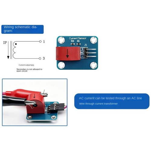 AC Current Transformer / Transformer-Type Current Sensor (0-5A) / Current Monitoring Sensor Module 3P Interface 1